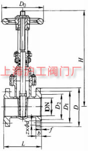 Z41T-10C 型法蘭連接鋼制閘閥主要外形及結構尺寸示意圖